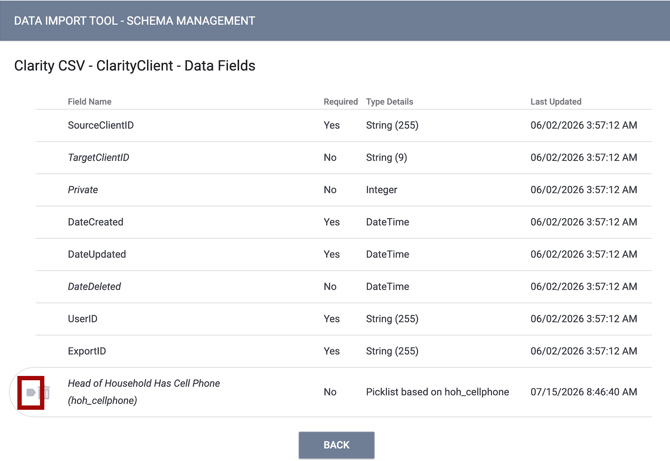 Schema Management Custom Field Required Icon
