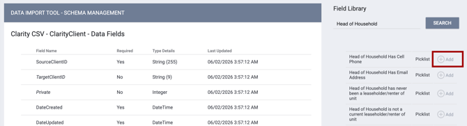 Schema Management Data Sections_Add icon for fields