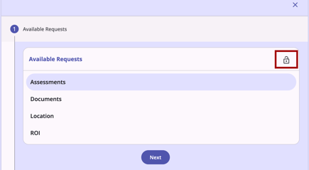 Send Request modal with lock icon