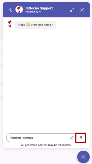 Send icon on the chat widget