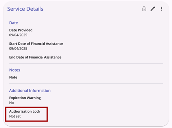Service Details_Authorization Lock is Not Set