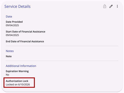 Service Details_Authorization Lock is Set