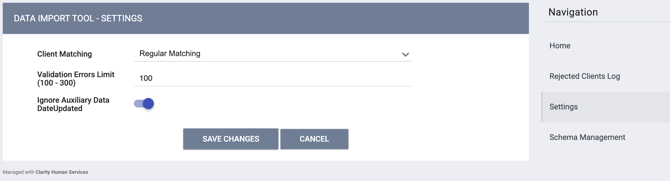 Settings Section in Navigation for DIT