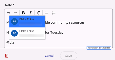 Tagging User in Notes example