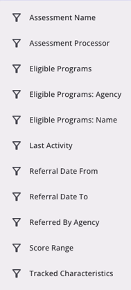 The list of filters available for the community queue section of global referrals module