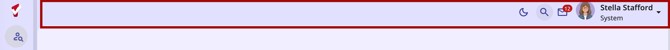 The primary information bar with icons, current user, and current agency highlighted