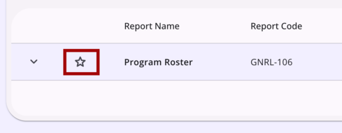 The star icon on a report row