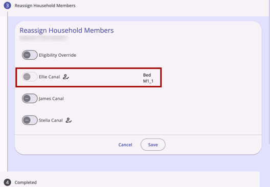 Unit Queue Reassign Household Member Selection