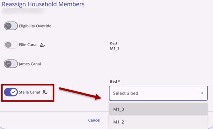 Unit Queue Reassign Household_Select Beds