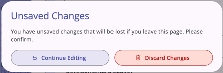 Unsaved Changes Warning example