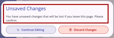 Unsaved Changes title and message