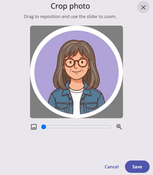 Upload Photo with Crop Photo popup displayed