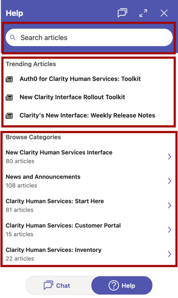 Using the Help page from chat history
