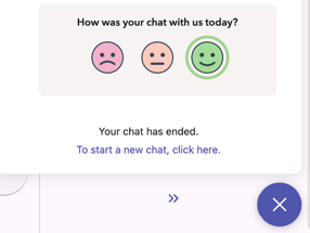 Your chat has ended message on the chat widget