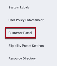 customer portal on sidebar