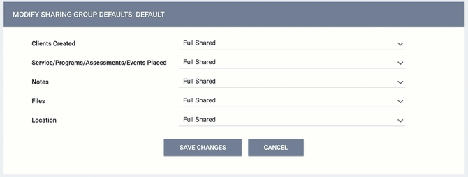 modify sharing group