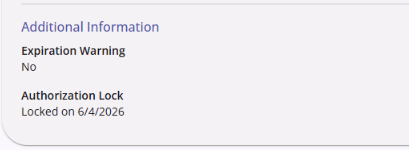 Authorization Lock field set as Locked