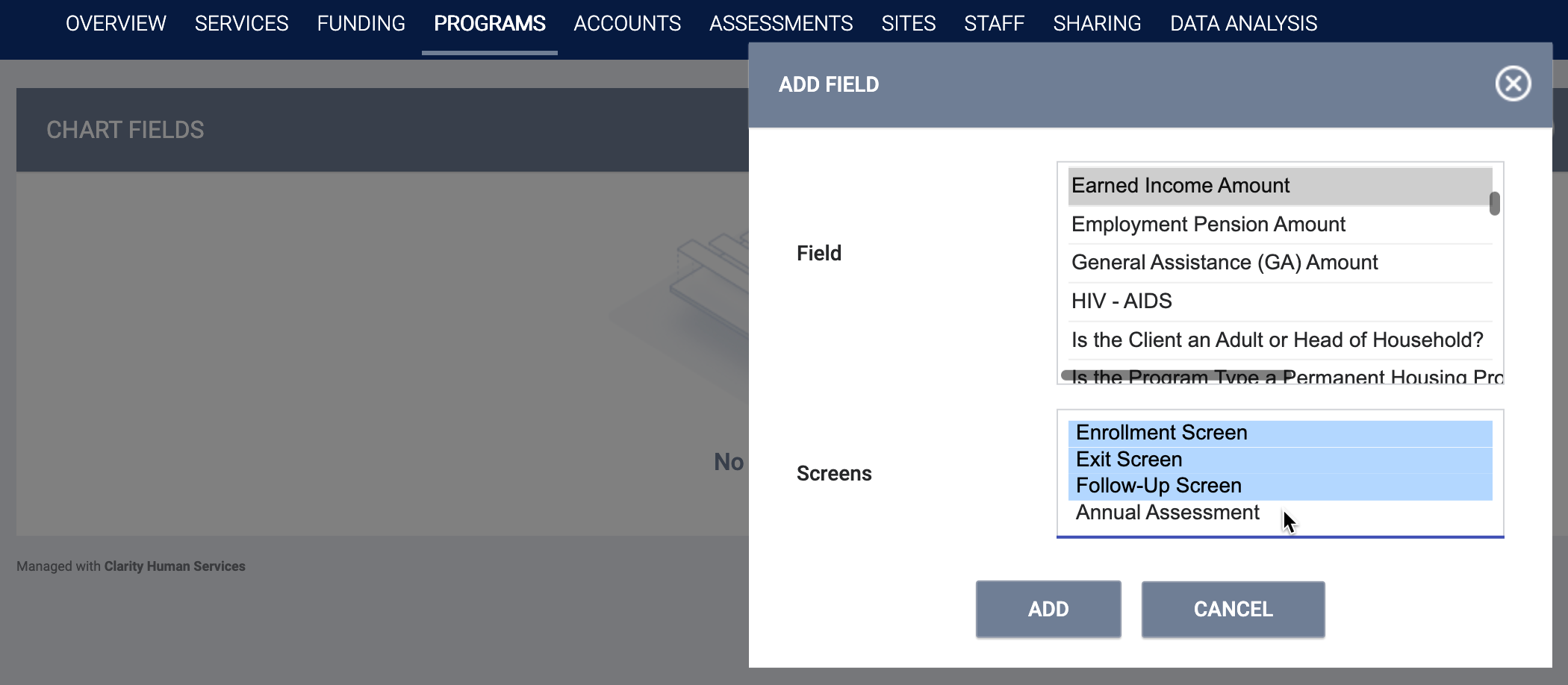 Program Setup: Charts